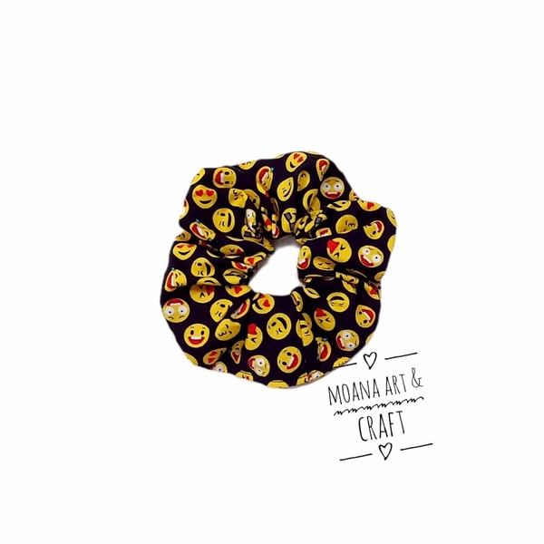 Scrunchie/ Λαστιχάκι μαλλιών 'Emoji' - 1 τεμάχιο - απαραίτητα καλοκαιρινά αξεσουάρ, λαστιχάκια μαλλιών - 2