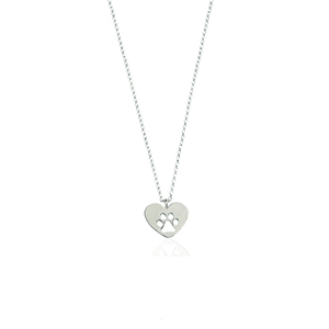 "Love pets" Ασημένιο μενταγιόν καρδιά με διάτρητη πατούσα - charms, ασήμι 925, κοντά, κοσμήματα