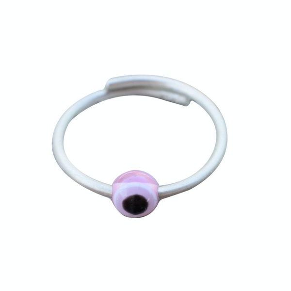 Δαχτυλίδι ανοιχτό ασήμι 925 με ροζ μάτι χάντρα - ασήμι 925, βεράκια, evil eye, αυξομειούμενα - 2