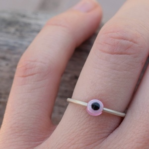 Δαχτυλίδι ανοιχτό ασήμι 925 με ροζ μάτι χάντρα - ασήμι 925, βεράκια, evil eye, αυξομειούμενα
