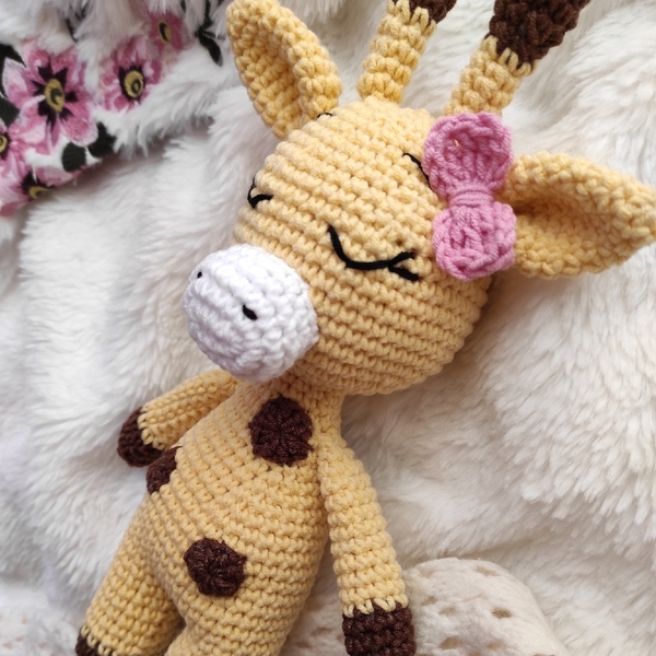 Amigurumi καμηλοπάρδαλη πλεκτό κουκλάκι κορίτσι 24-26 εκ. - δώρο, crochet, δώρα για βάπτιση, λούτρινα, βρεφικά - 5