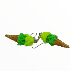 Σκουλαρίκια παγωτό χωνάκι με νέον χρώματα (ice cream cone earrings),χειροποίητα κοσμήματα απομίμησης φαγητού απο πολυμερικό πηλό Mimitopia - πηλός, χειροποίητα, παγωτό, φαγητό - 3