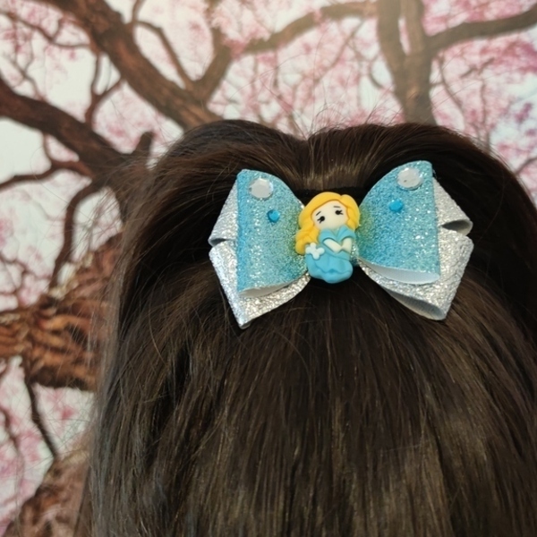 Παιδικό Κλιπ Μαλλιών Φιογκος Πριγκίπισσα γαλαζιο 7x5 - κορίτσι, αξεσουάρ μαλλιών, ήρωες κινουμένων σχεδίων, hair clips - 3