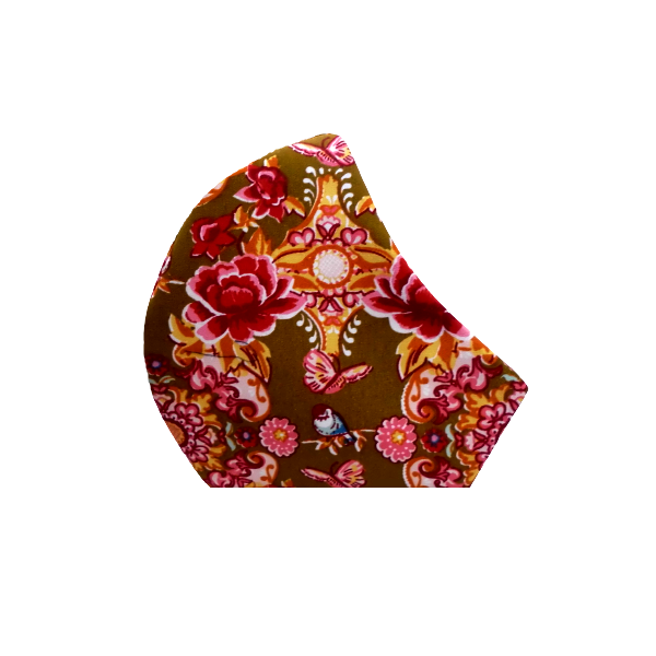230.Μάσκα Boho Floral-Red-Βαμβακερή-πολλαπλών χρήσεων-No230 LW Floral Red. - βαμβάκι, boho, δερματολογικά ελεγμένη, πολλαπλών χρήσεων, μάσκες προσώπου