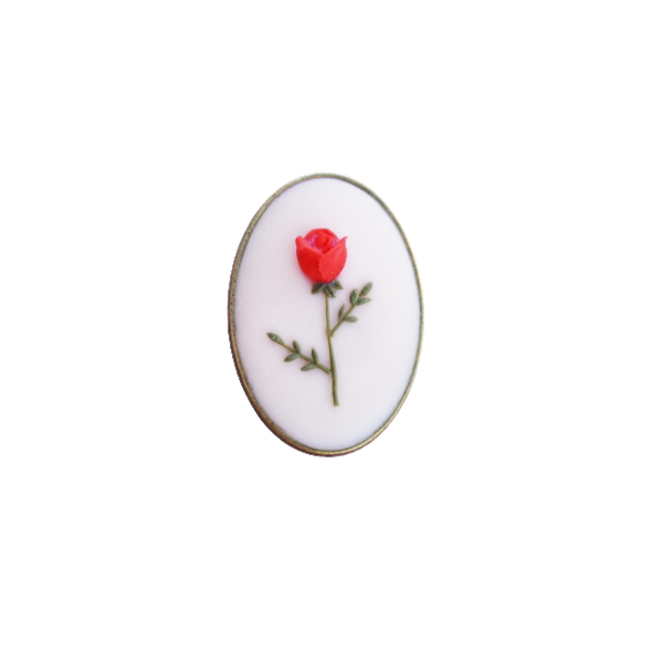 "Beauty"- Χειροποίητη μικρή vintage καρφίτσα με τριαντάφυλλο (μπρούτζος, πηλός) (4εκ.) - vintage, τριαντάφυλλο, πηλός, λουλούδι, μπρούντζος