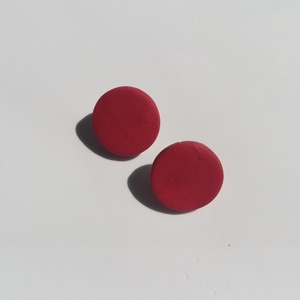 Μικρά στρογγυλά σκουλαρίκια φτιαγμένα από πηλό - πηλός, καρφωτά, μικρά - 2