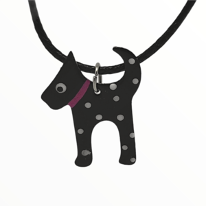 Χειροποίητο Κολιέ σκυλάκι με βούλες βαμμένο με Σμάλτο, χειροποίητα κοσμήματα σμάλτου απο τη mimitopia - δέρμα, γυαλί, σμάλτος, σκυλάκι, boho