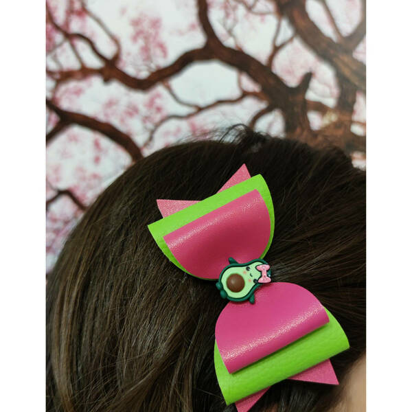 Παιδικό Κλιπ Μαλλιών Φιογκος Avocando 9x5 - κορίτσι, δώρα γενεθλίων, αξεσουάρ μαλλιών, hair clips - 3