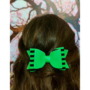 Παιδικό κλιπ Μαλλιών Φιόγκος Neon Green 9x5 - δώρα γενεθλίων, αξεσουάρ μαλλιών, hair clips - 3