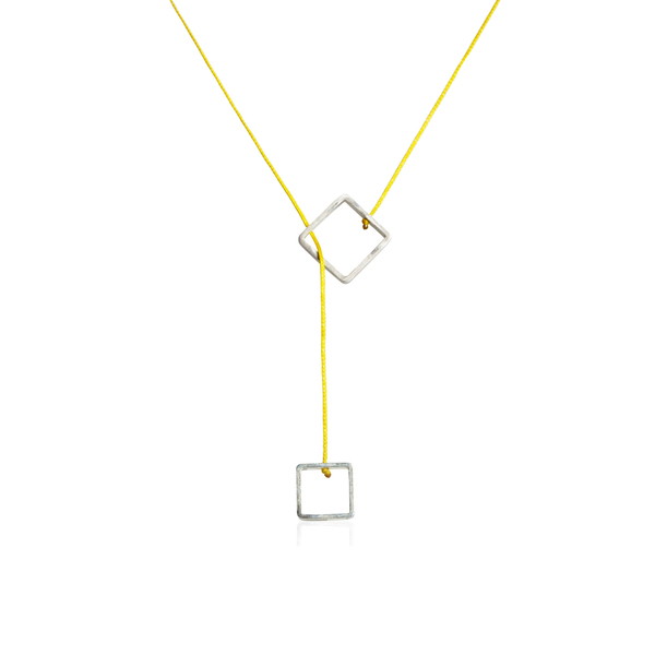 "Chimera" Silver square necklace - ασήμι, μακριά