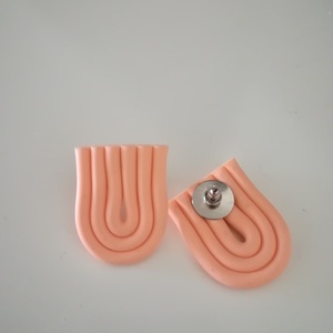 Γεωμετρικά σκουλαρίκια φτιαγμένα από πηλό σε χρώμα peach - πηλός - 2