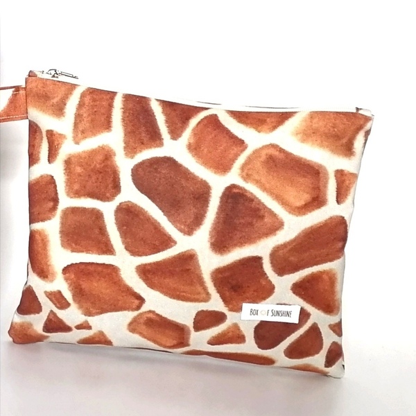 Τσαντάκι (νεσεσέρ) giraffe print-small - ύφασμα, animal print, all day, χειρός, πάνινες τσάντες - 4
