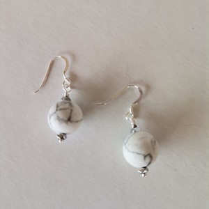 Κρεμαστά σκουλαρίκια με λευκό χαολίτη - ασήμι, ημιπολύτιμες πέτρες, κρεμαστά