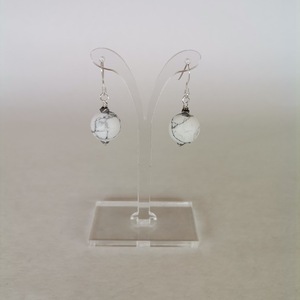 Κρεμαστά σκουλαρίκια με λευκό χαολίτη - ασήμι, ημιπολύτιμες πέτρες, κρεμαστά - 4