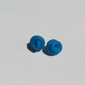 Μικρά σκουλαρίκια κόμποι φτιαγμένα από πηλό σε χρώμα ανοιχτό μπλε - πηλός, καρφωτά, μικρά - 2