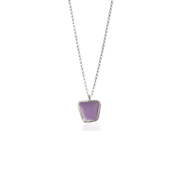 Geometry-Silver necklace trapezoid with enamel - charms, κοντά, ασήμι 925