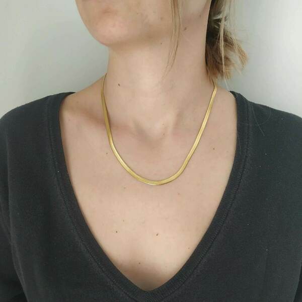 Ατσάλινη αλυσίδα φίδι σε χρυσό χρώμα - snake chain - charms, επιχρυσωμένα, κοντά, boho - 3