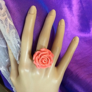 Δαχτυλίδι "Τριαντάφυλλο" από ρητίνη βαμμένη σε 7 χρώματα - τριαντάφυλλο, λουλούδι, μεγάλα, αυξομειούμενα, φθηνά - 3