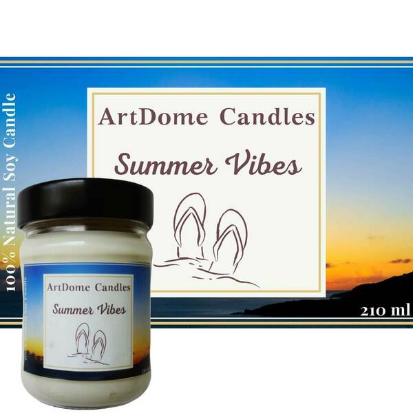 Φυτικό κερί σόγιας "Summer Vibes" 210ml - αρωματικά κεριά, κεριά, φυτικό κερί, κερί σόγιας - 2