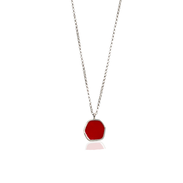 Geometry-Silver necklace polygon with ename - charms, κοντά, ασήμι 925