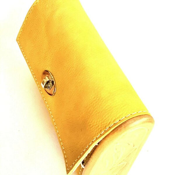 Ξύλινη Δερμάτινη Τσάντα- φάκελος κίτρινος - δέρμα, ξύλο, φάκελοι, χειρός, φθηνές - 2