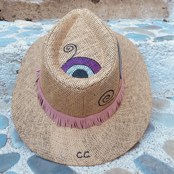 Ψάθινο καπέλο - Crazy Roxy - απαραίτητα καλοκαιρινά αξεσουάρ, boho, αξεσουάρ παραλίας, ψάθινα - 2