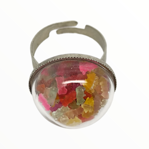 Χειροποίητο Δαχτυλίδι ζαχαρωτά gummy Bears Haribo σε γυάλινο θόλο,κοσμήματα απομίμησης γλυκών, χειροποίητα κοσμήματα μινιατούρες πολυμερικού πηλού Mimitopia-Σχέδιο 2 - πηλός, γλυκά, μεγάλα, αυξομειούμενα - 4