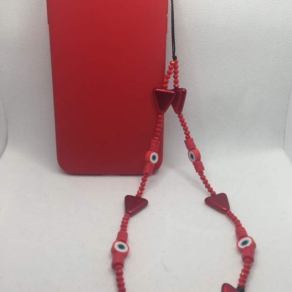 Phone strap - Λουράκι για το κινητό διακοσμημένο με ματάκια - statement, charms, λουράκια - 4