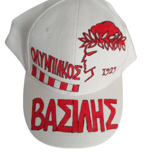 παιδικό καπέλο jockey με όνομα και θέμα αγαπημένη ομάδα ολυμπιακός ( οσφπ) - καπέλα, αγόρι, όνομα - μονόγραμμα