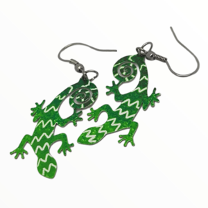 Σκουλαρίκια σαυράκι geko πράσινα βαμμένα με Σμάλτο , χειροποίητα κοσμήματα σμάλτου mimitopia - σμάλτος, ατσάλι, boho, κρεμαστά - 5
