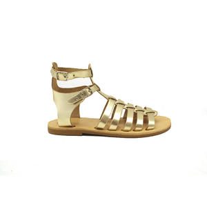 Δερμάτινο σανδάλι σε χρυσό χρώμα/ Gladiator sandals - δέρμα, σανδάλι, gladiator, φλατ