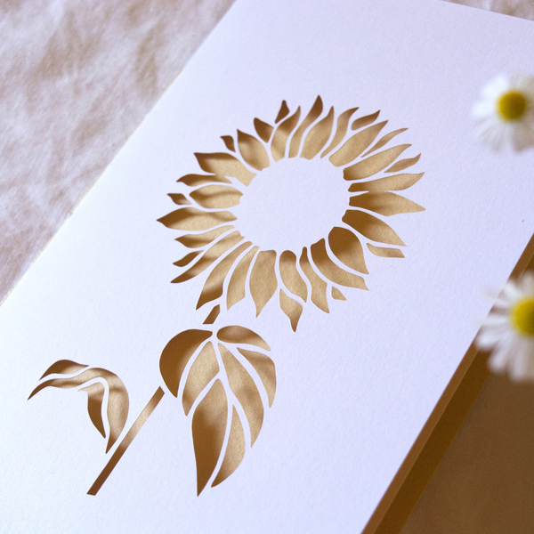 Χειροποίητη ευχετήρια κάρτα Ηλίανθος - δώρο, γάμος, γενέθλια, κάρτα ευχών, γέννηση - 4