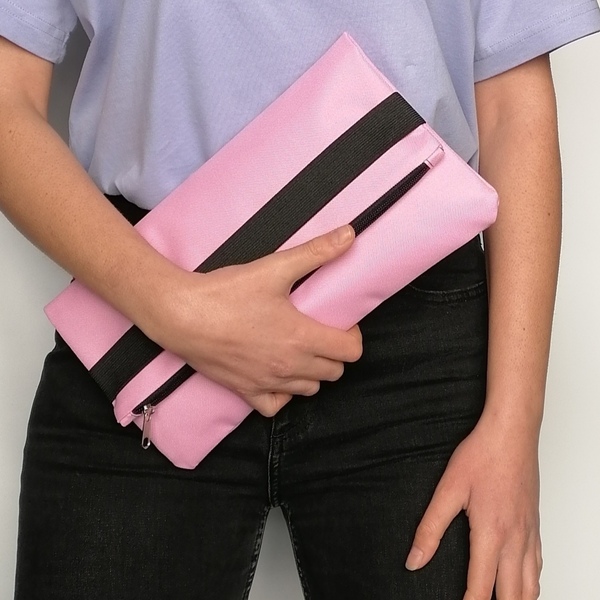 Clutch Hand bag pink - ύφασμα, clutch, all day, χειρός, πάνινες τσάντες - 2