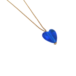 Κολιέ ατσάλινο με καρδιά murano μπλε - charms, καρδιά, μακριά, ατσάλι