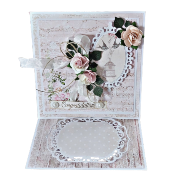 Ευχετήρια κάρτα γάμου stand up - τριαντάφυλλο, γάμος, κάρτα ευχών - 2