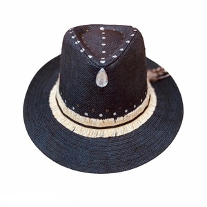 Ψάθινο καπέλο - Blacky boho look - απαραίτητα καλοκαιρινά αξεσουάρ, boho, αξεσουάρ παραλίας, ψάθινα