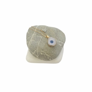 Κολιέ με κρεμαστό - Stone eye - ημιπολύτιμες πέτρες, charms, επιχρυσωμένα, μάτι, boho