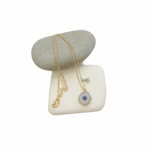 Κολιέ με κρεμαστό - Stone eye - ημιπολύτιμες πέτρες, charms, επιχρυσωμένα, μάτι, boho - 2