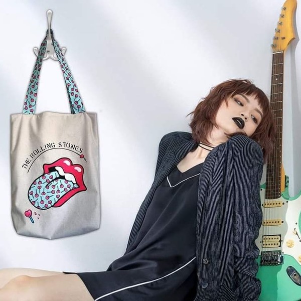 Πάνινη tote bag The Rolling Stones - ύφασμα, ώμου, μεγάλες, tote, πάνινες τσάντες - 3