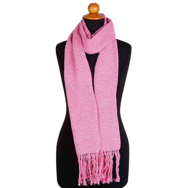 Ροζ υφαντό Φουλάρι/Κασκόλ 100% βαμβακερό, 215cm - φουλάρια - 2