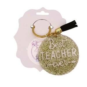 Μπρελόκ κλειδιών δώρο για την δασκάλα χρυσό glitter - σπιτιού, γούρια, προσωποποιημένα, δώρα για δασκάλες