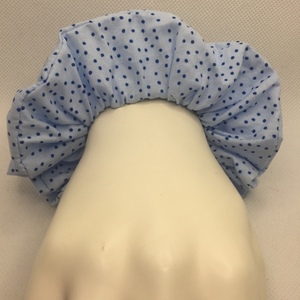 Υφασμάτινο λαστιχάκι scrunchie dots γαλάζιο - ύφασμα, κορίτσι, για τα μαλλιά, λαστιχάκια μαλλιών