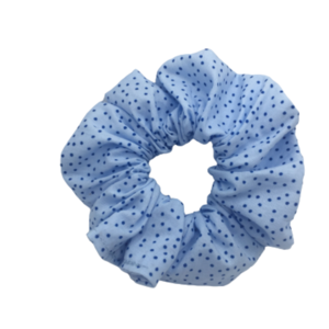 Υφασμάτινο λαστιχάκι scrunchie dots γαλάζιο - ύφασμα, κορίτσι, για τα μαλλιά, λαστιχάκια μαλλιών - 2