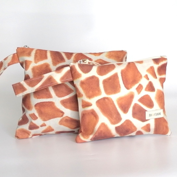 Τσαντάκι (νεσεσέρ) giraffe print-small - ύφασμα, animal print, all day, χειρός, πάνινες τσάντες - 2