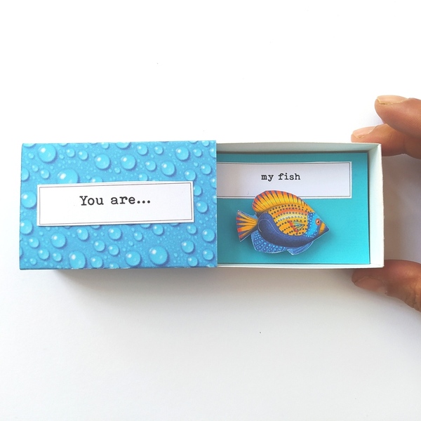Πρωτότυπο δωράκι αγάπης, Message in a MatchBox, Χρυσόψαρο - αγάπη, γενέθλια, επέτειος, κάρτα ευχών, δώρο έκπληξη