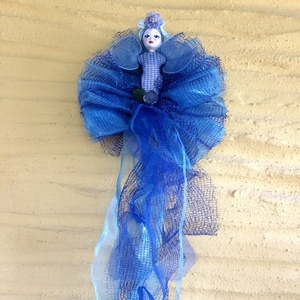 Διακοσμητική χειροποίητη Κούκλα "ξωτικάκι φανταιζί" ύψος περ. 45εκ. μπλε ρουά - ύφασμα, διακοσμητικά, δωμάτιο παιδιών, κούκλες - 2