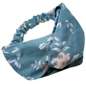 Κορδέλα Turban Style μπλε indigo με λουλούδια - βαμβακερές κορδέλες, turban, δώρα για γυναίκες, κορδέλες μαλλιών - 2