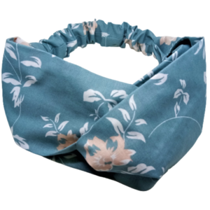 Κορδέλα Turban Style μπλε indigo με λουλούδια - βαμβακερές κορδέλες, turban, δώρα για γυναίκες, κορδέλες μαλλιών - 3