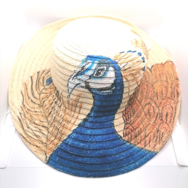 Καπέλο Γυναικείο ζωγραφισμένο στο χέρι - ζωγραφισμένα στο χέρι, απαραίτητα καλοκαιρινά αξεσουάρ, ψάθινα