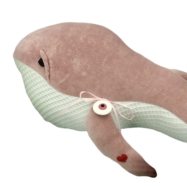 Ροζ φάλαινα λούτρινο 50cm μήκος. - δώρο, παιδικό δωμάτιο, λούτρινο, μαξιλάρια - 2